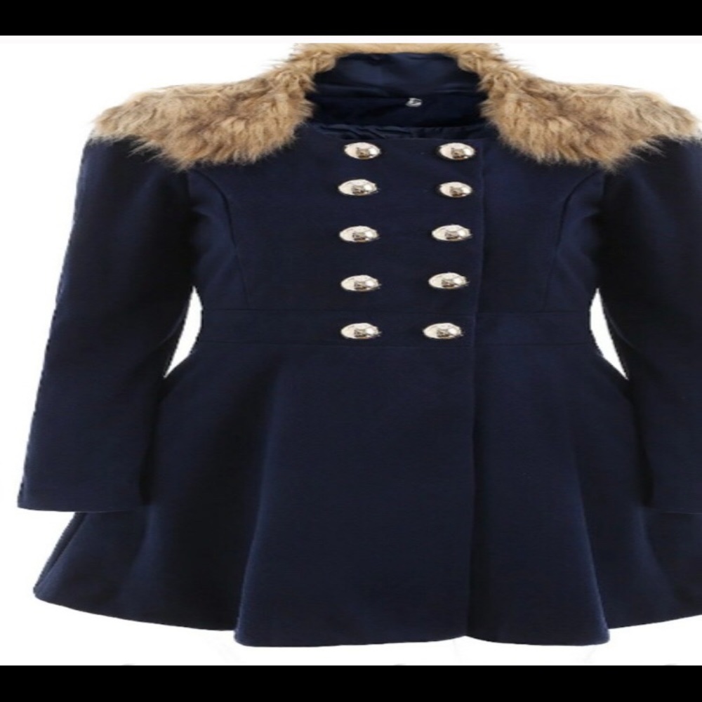 Blue Polo collar double breasted coat.